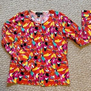 august silk Vibrant Floral Cardigan in Pink, Orange, Yellow & Teal